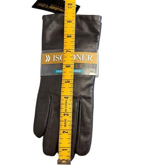 Isotoner Leather Gloves NWT Womens Size 7 Brown Thinsulate Ultra Lined Driving - Picture 8 of 9